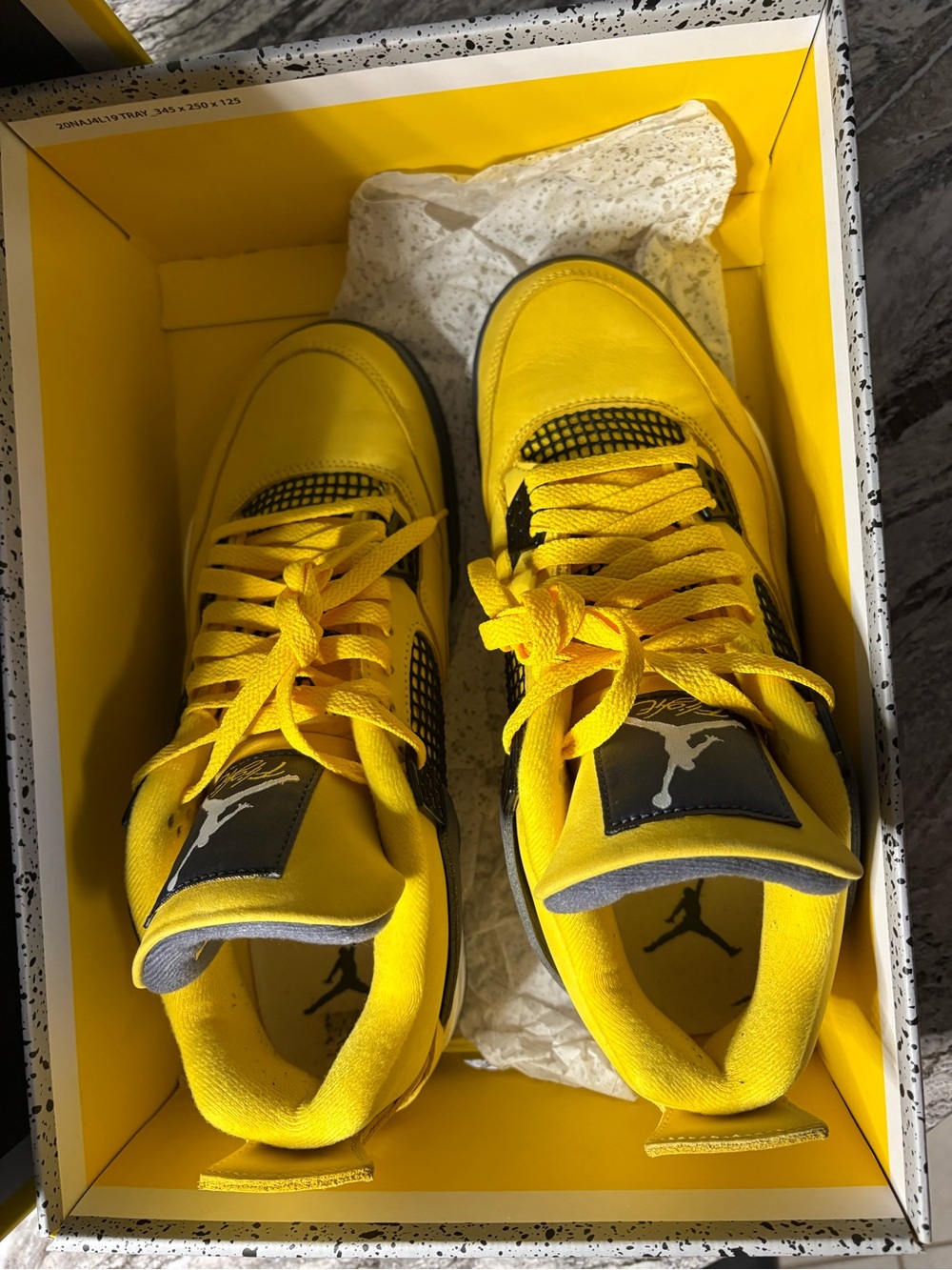 Air Jordan Retro 4 Mens “Lightning “ Yellow and Gray Sneakers size 10 - Picture 4 of 15